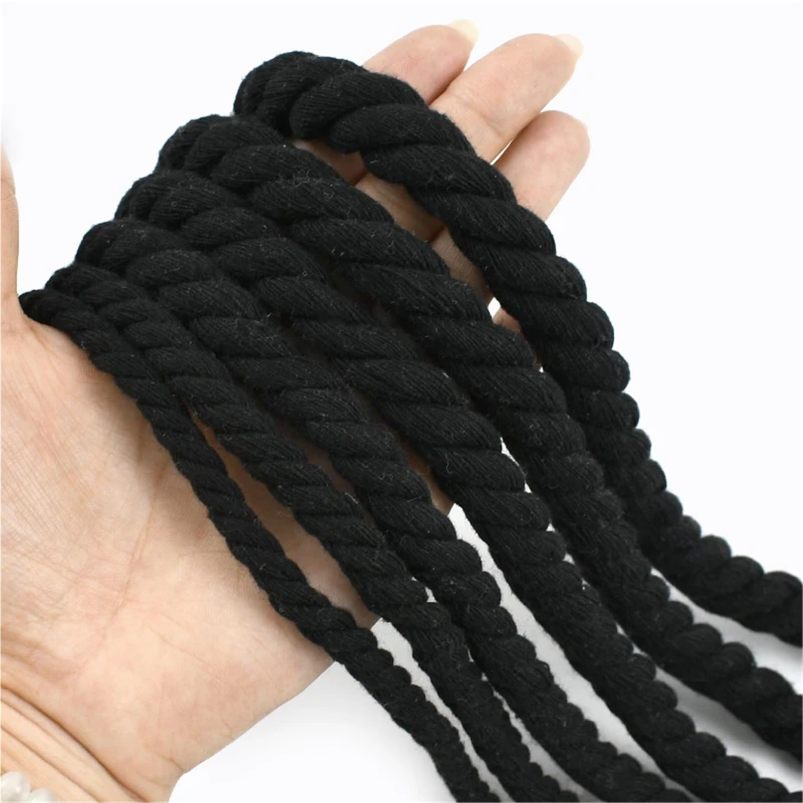 Cordón de algodón Trenzado 1-5M 5-20mm Negro 3 Acciones Algodón Trenzado | Cordón Bolsa Trenza Hilo Cuerdas Zapatos Mochila Decoración(Black-20mm,4Meters)