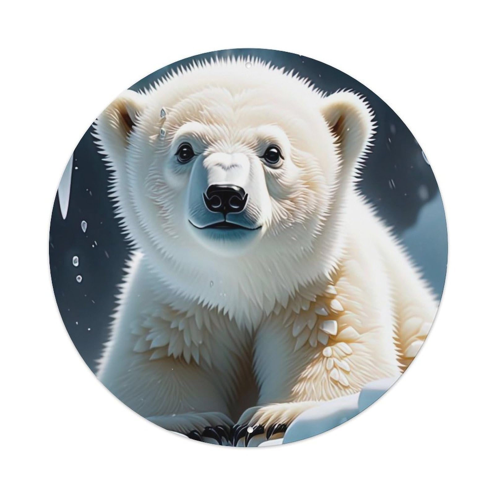Cute Little Polar Bear Animal Artwork Vintage Metal Tin Sign Plaque Wall Decor for Cafe, Club Bar, Office, Garden Metal Poster 8x8Inch