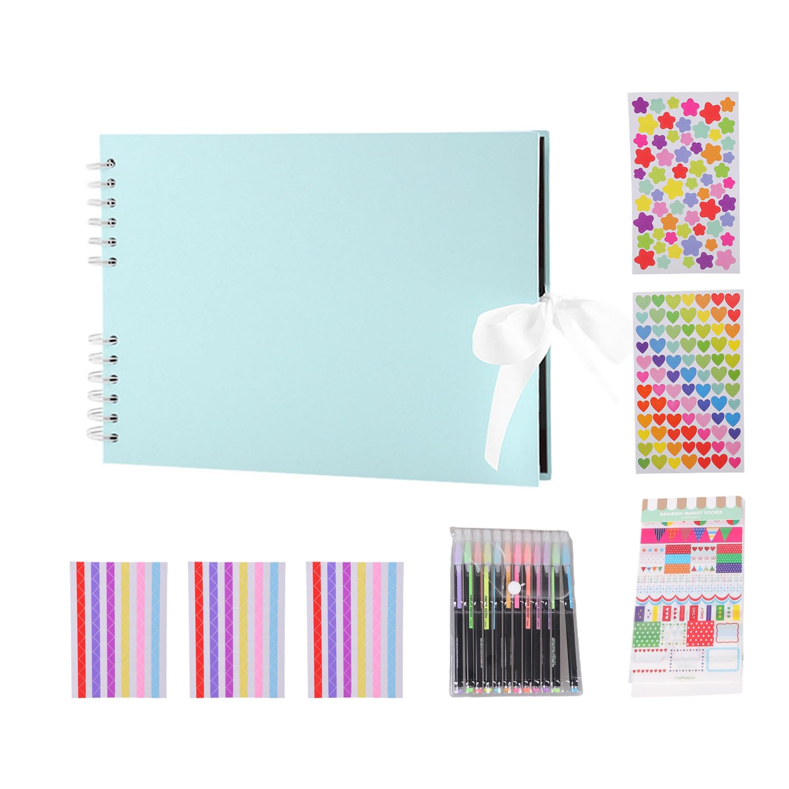 Book with 80 Pages and Accssories Scrapbooking Photo Album Ribbon Wedding Guest Book for Creative Projects Photo Album