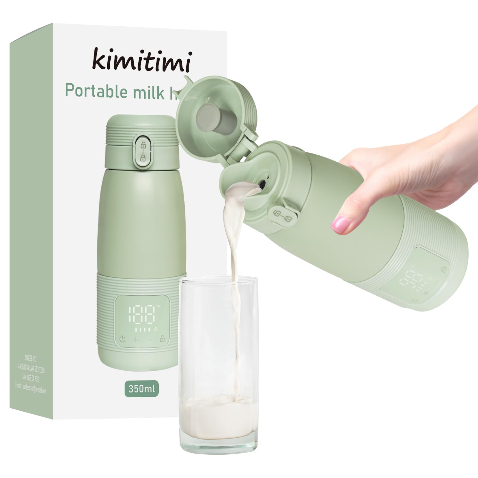 Calentador de biberones portátil para viajes, calefacción de 5 minutos para leche materna, fórmula y agua, 340.2 g, gran capacidad, batería de larga duración, petaca de bebé para vehículo, coche