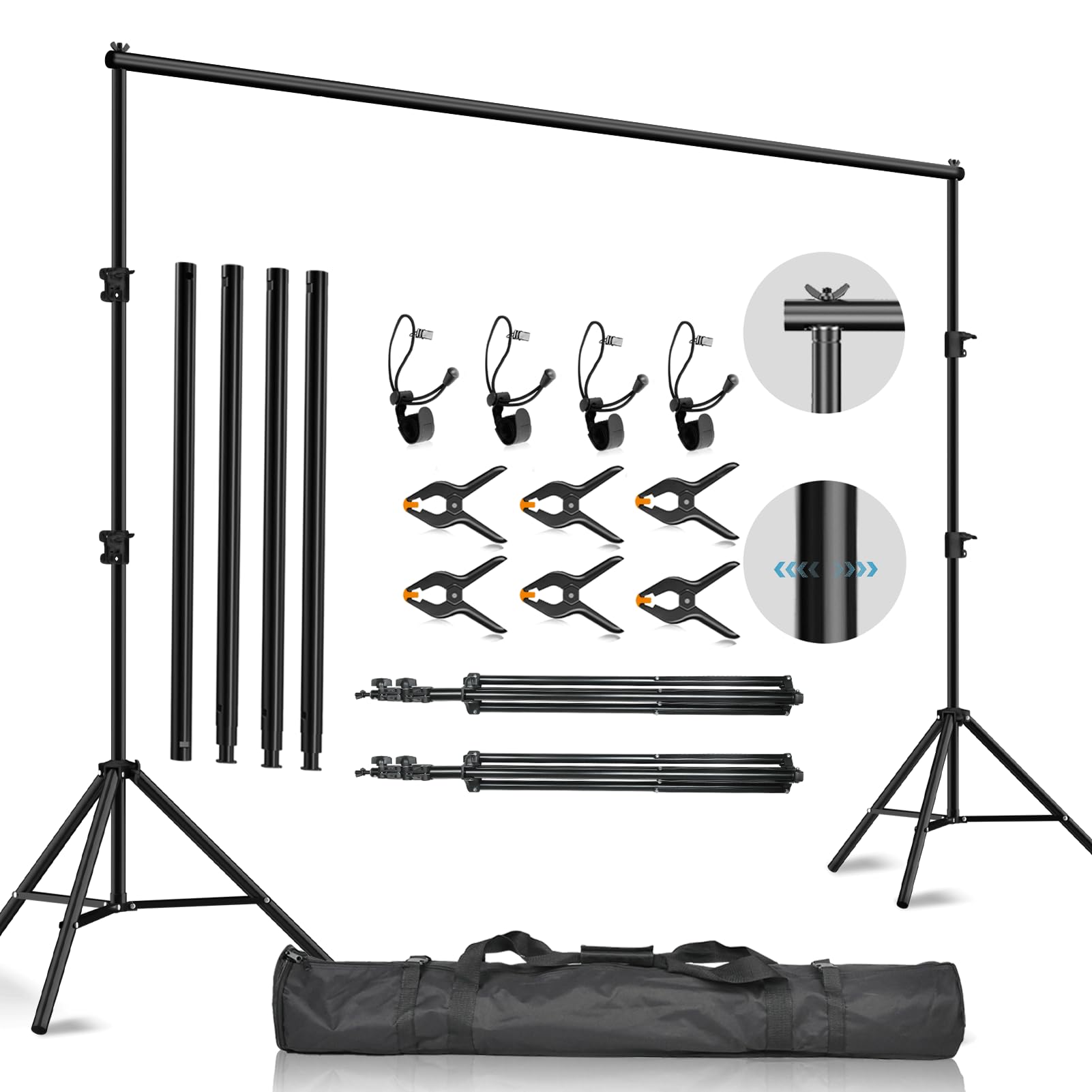 Hintergrund Ständer Fotografie, 2,8x3m Verstellbare Fotohintergrund Ständer | Hintergrundsystem, Hintergrundklemmen, Tragetasche, Fototudio, Porträt, Produktfotografie, Studiofotografie