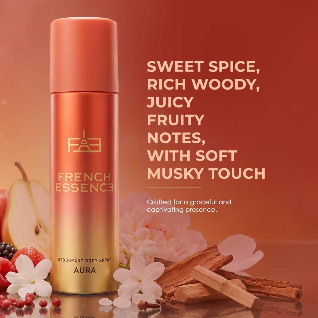 French Essence Aura | Deodorant For Women | Body Spray | Fresh Fragrance | Long Lasting Scent 150ml Each - Pack of 1 3
