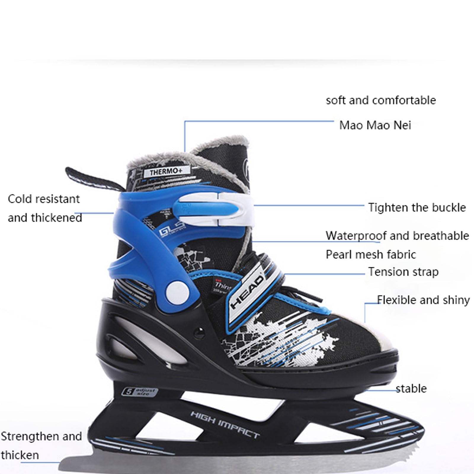 Patins à Glace Homme/Femme/Enfant,Patins à Glace Enfants Chic,4 tailles réglables,Patin a Glace Loisir Polyvalent,Confortables et Endurants,Patins à Glace pour Femmes,Enfants et Jeunes