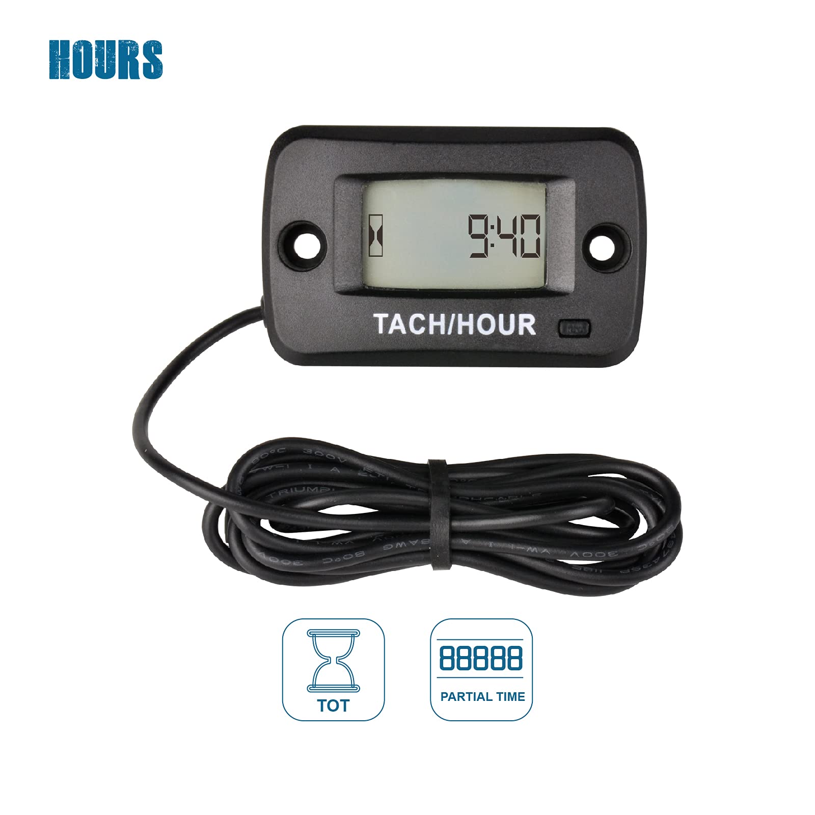 RunLeader Digital LCD Gasoline Tach/Hour Meter Chainsaw Hour Meter
