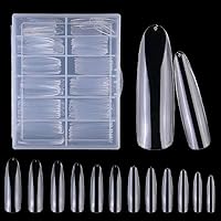 Vista 6 de LoveOurHome 240 puntas de uñas postizas XL de acrílico transparente en forma de almendra, uñas de cobertura completa, uñas postizas extralargas