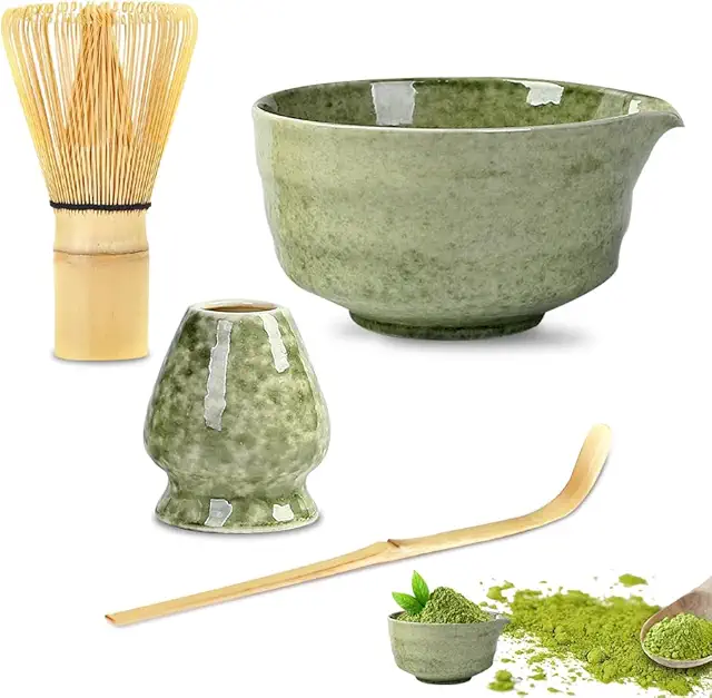 XPJBKC Bamboo Matcha Set with Whisk, Bowl, Spoon & Holder - Matcha Set Xenos
