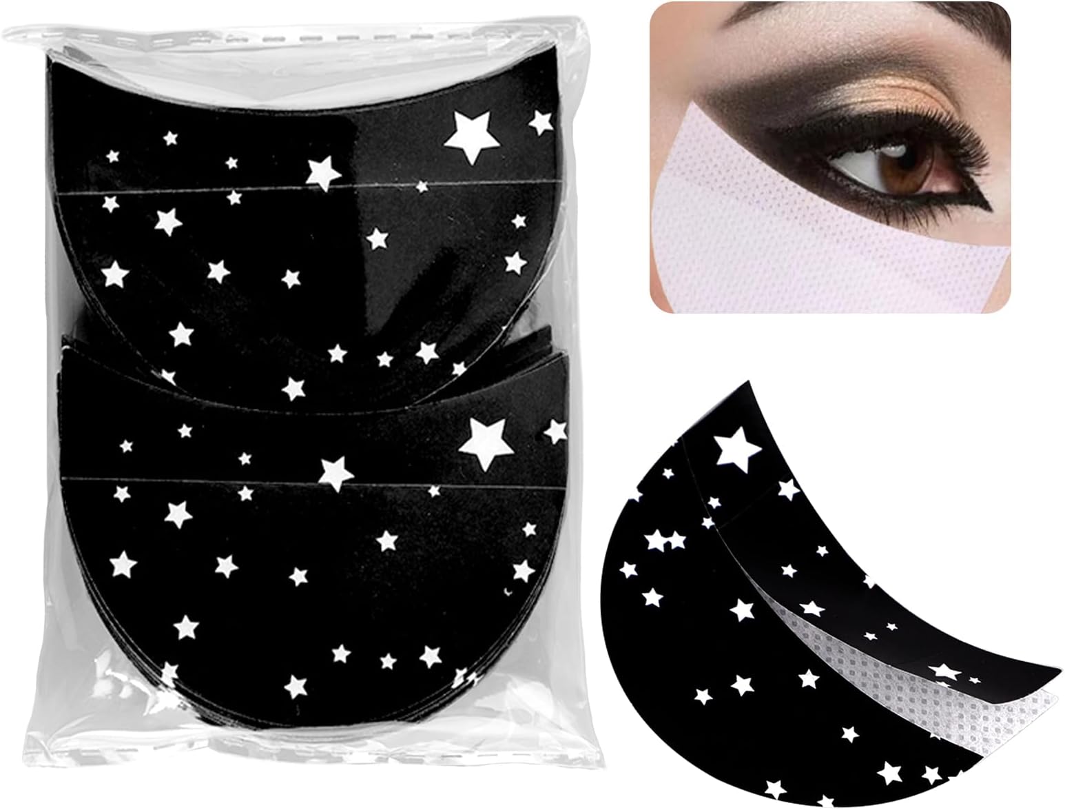 Jutqut100Pcs Eyeshadow Shields, Eyeshadow Stencil for Prevent Makeup Residue, Lint Free Gel Pad for Eyeliner, Eyelash Extensions and Lip Makeup (Large)