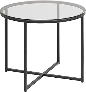 AC Design Furniture Gurli Round Side Table W 55 x D 55 x H 45 cm Clear / Black Glass / Metal 1 Piece