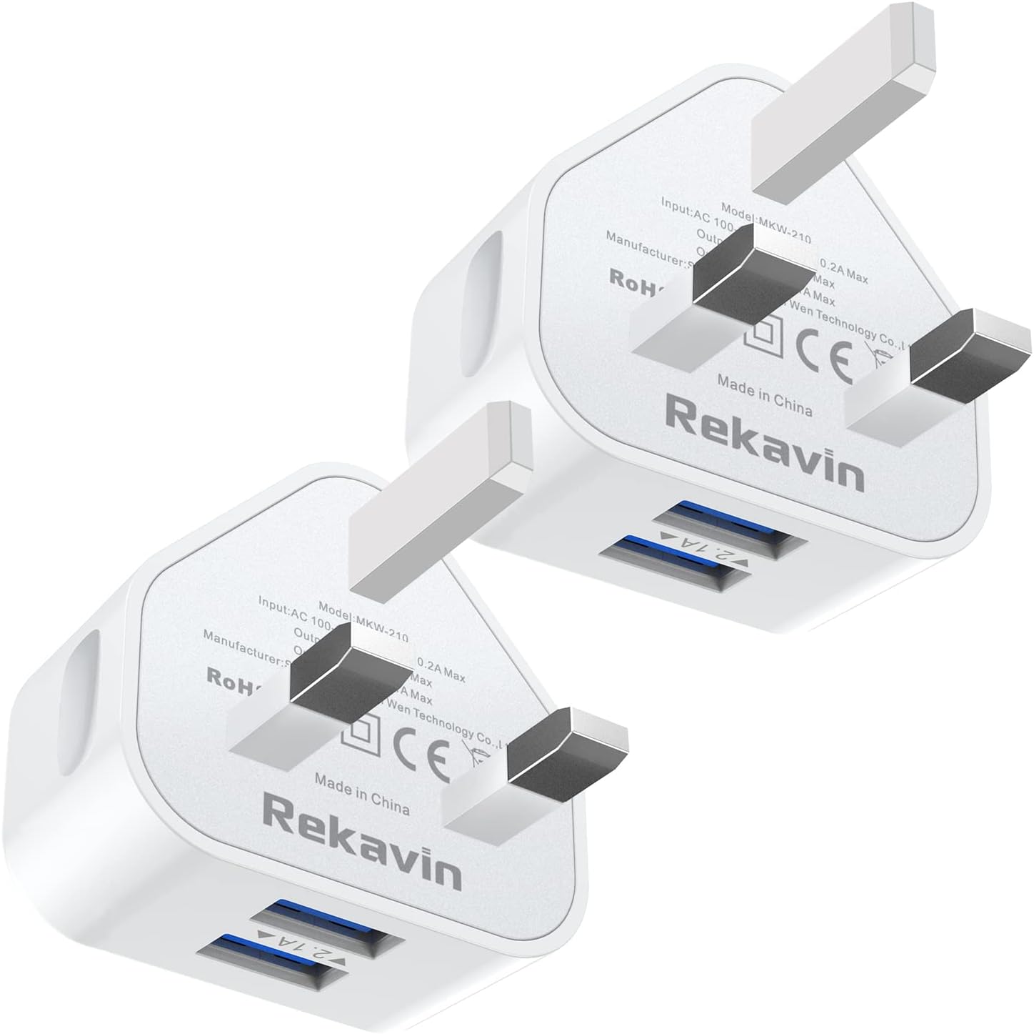 USB Plug 2Pack,Dual USB Plug UK Adaptor Phone Charger Mains Charge Double Port Twin Wall Plugs with Smart IC 5V 2AMP Charging for iPhone 15 14 13 12 11 XS XR X 8 7 6,iPad Pro 2018,Samsung,Mobile ect