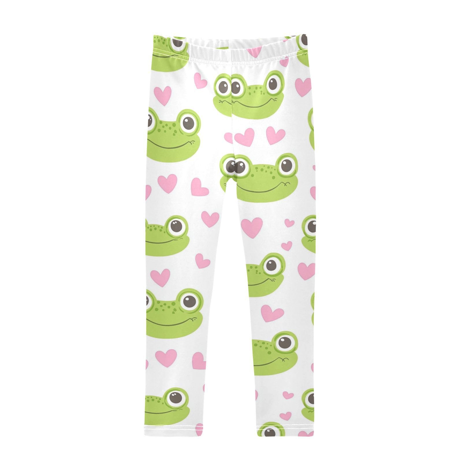 Wusikd Frog Face Hearts Girls' Leggings Toddler Doodles Cartoon Kids Yoga Pants Dance Active Tights 9-10T Multi