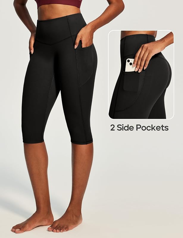 Heathyoga Capri Leggings with Pockets for Women Tummy Control Yoga Pants image 3