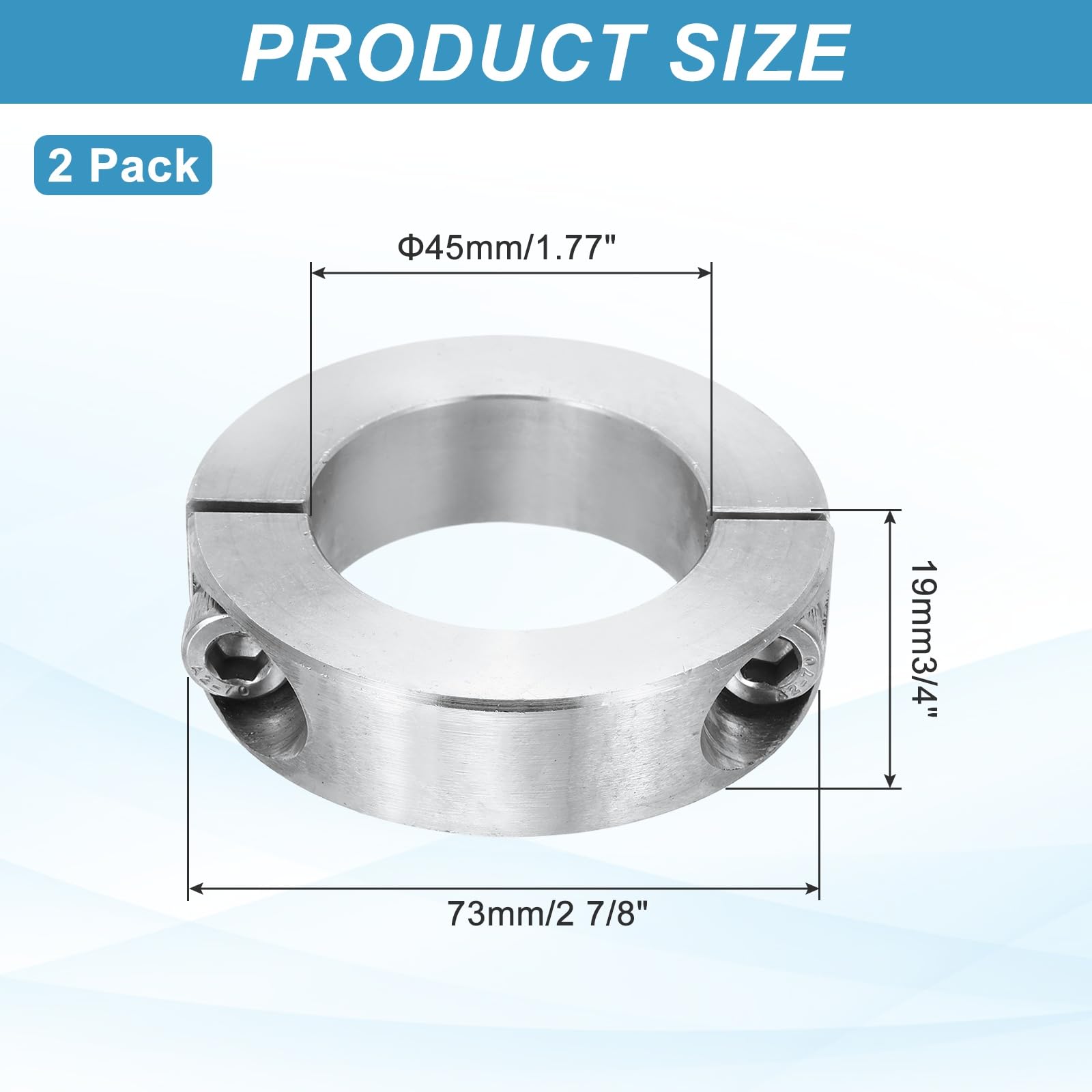 sourcing map Collier d'arbre de serrage en acier inoxydable 304 avec alésage de 45 mm pour systèmes de convoyeur d'automatisation industrielle