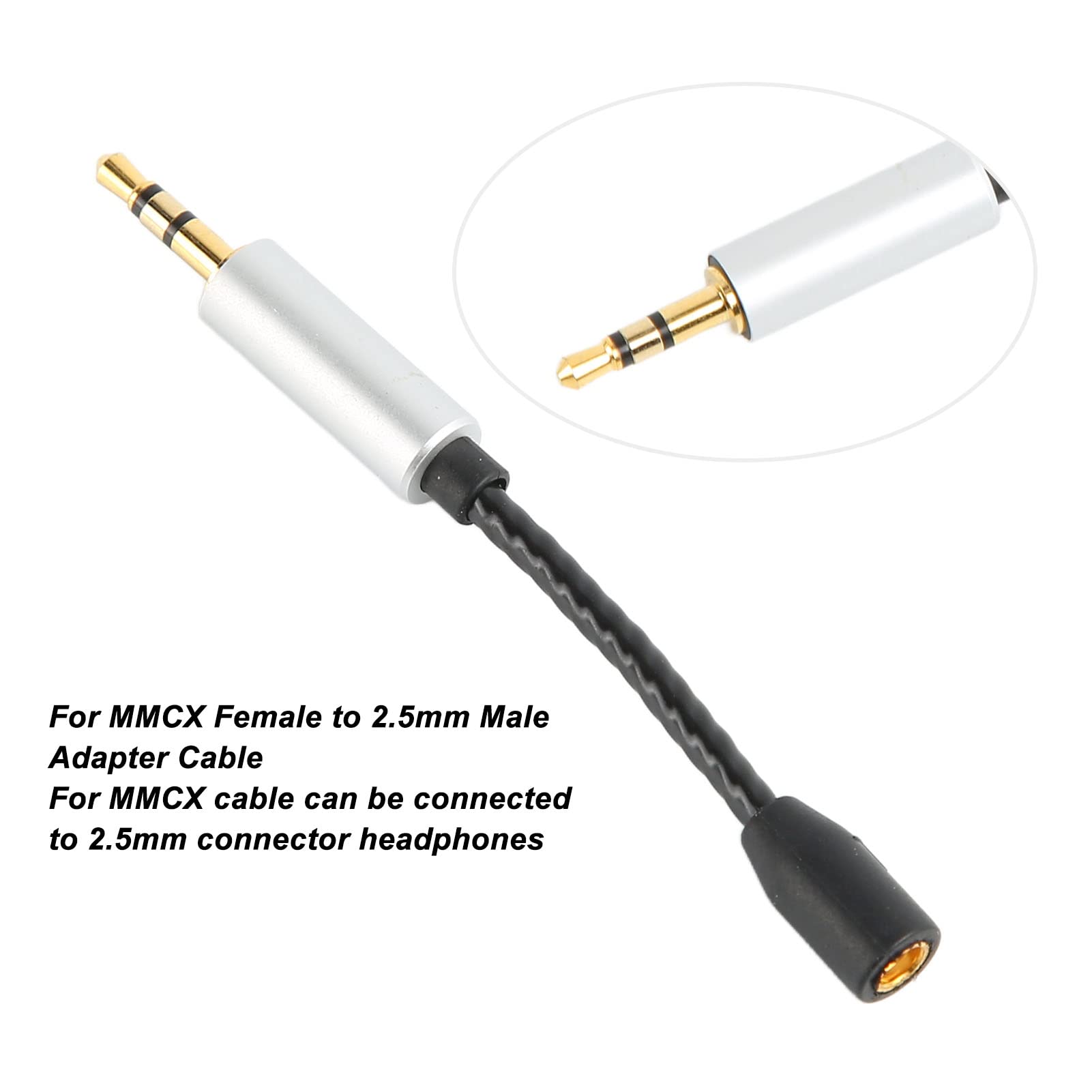 Cavo Adattatore da MMCX a 2,5 Mm, Cavo Adattatore Jack per Cuffie da 2 Pezzi MMCX Femmina a Maschio da 2,5 Mm, Interfaccia Placcata in Oro con Nucleo OFC, Plug and Play