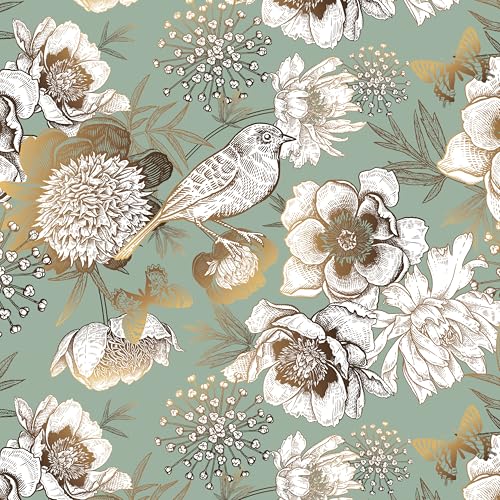 myforHD Papier Peint Autocollant, Fleuri, Feuilles, 44cmX300cm, Auto-adhésif, Imperméable, DéCoratif, Pour Meuble Decoratif Salon Salle De Bain Chambre...