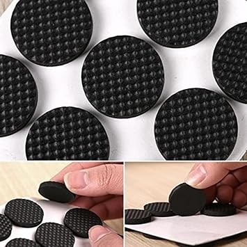 DRUCILA Self Adhesive Round Rubber Floor Protector Non Slip Furniture Pads, Sofa, Bed, Table, Cabinet, Dining Chairs Balance Pad Noise Insulation Pad 32 Pieces (Round Pad)