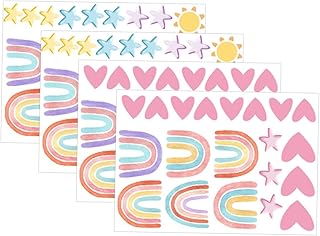 LIFKOME 1 Conjunto De Adesivos De Estrela De Arco-Íris Adesivos De Papel De Parede Adesivos De Estrelas Para Meninas Adesivos De Tratamentos De Janela De Páscoa Adesivos De Parede De