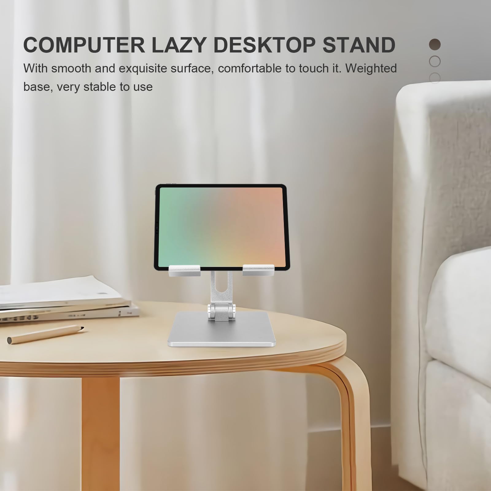 PRETYZOOM Supporto Portatile Pieghevole Regolabile Stabile e Facile da Riporre in Lega di Alluminio Supporto per Tablet per Scrivania e Uso Quotidiano