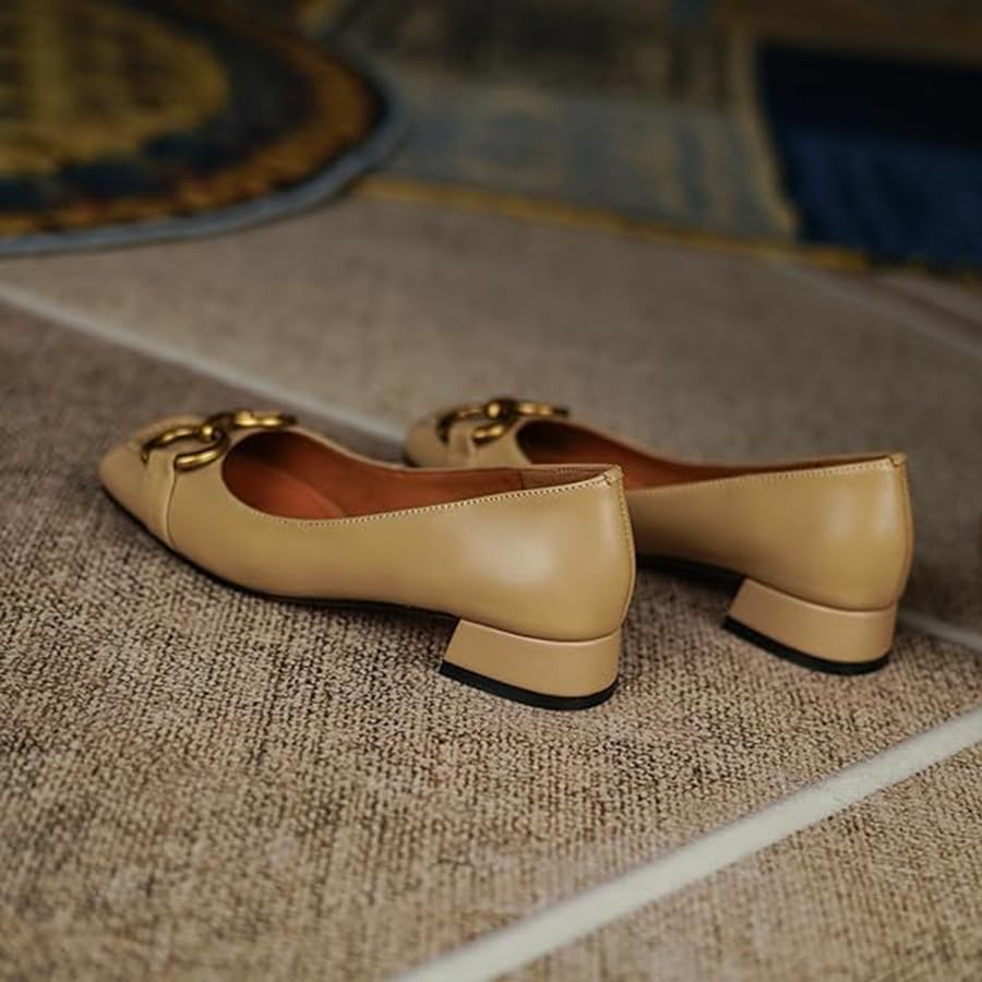 Women's Ballet Flats Chunky Block Low Heel Slip on Pumps3