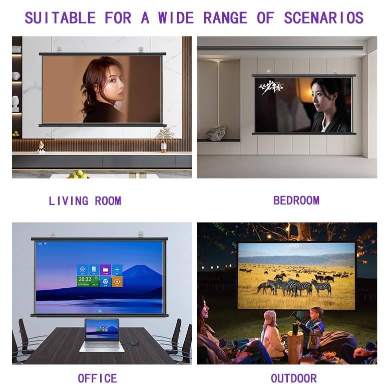 Pantalla Manual Proyector 72" HD 4K Portable 16:9 miniatura 7