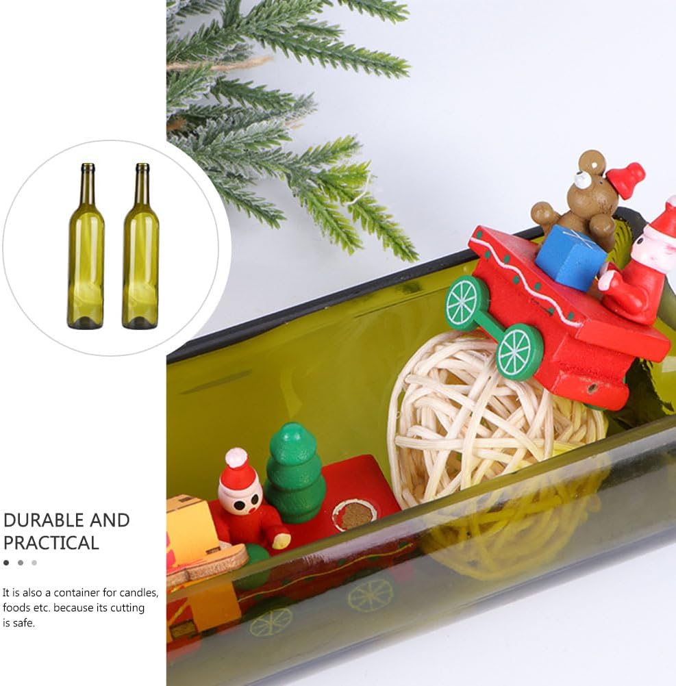 DOITOOL Glass Candle Holder Decorative Bottle 12.59In Cut Wine Bottle Vase Planter Set of 2 for Succulents Dried Flowers Table Centerpiece