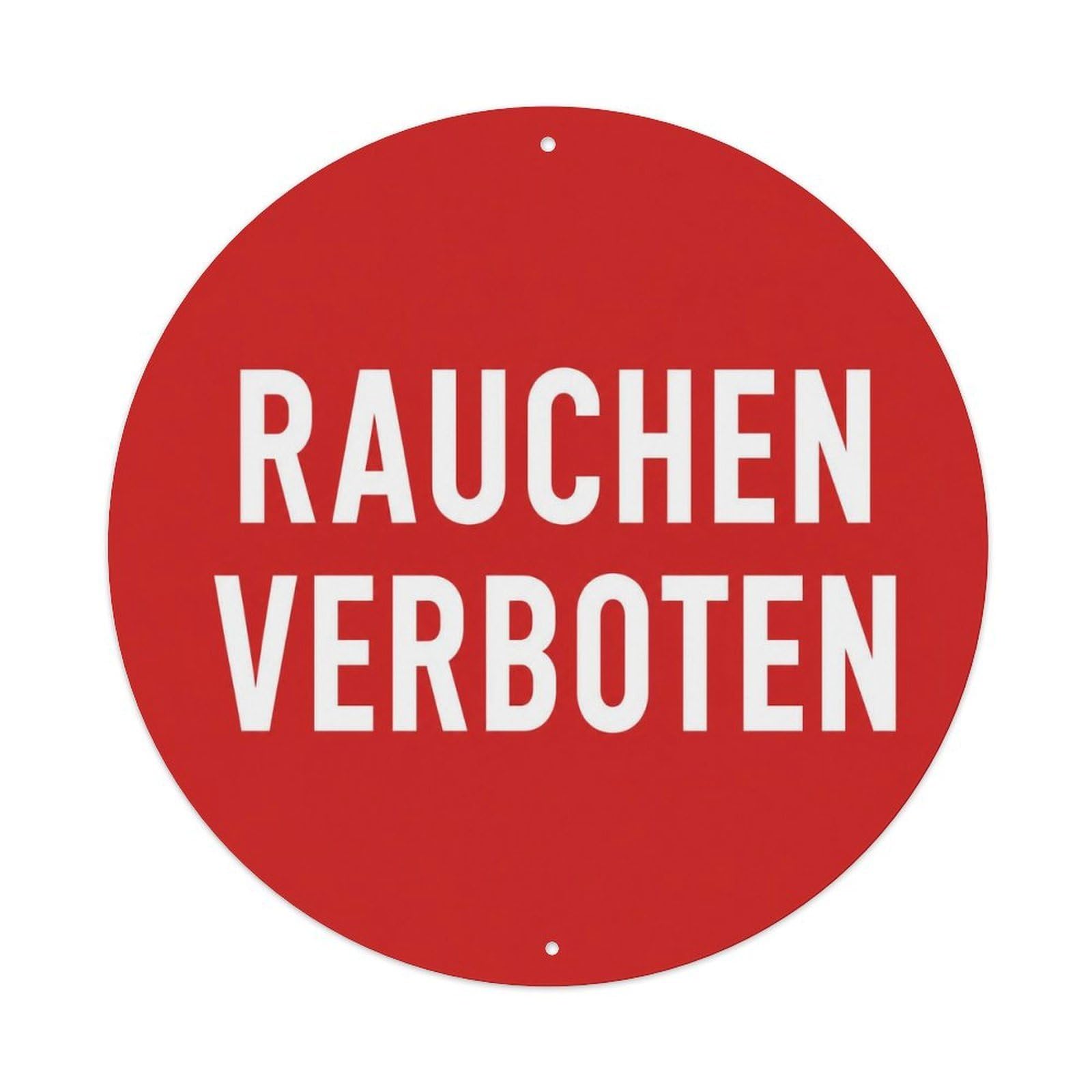 German No Smoking Restroom Notice Red Warning Circle Metal Tin Sign