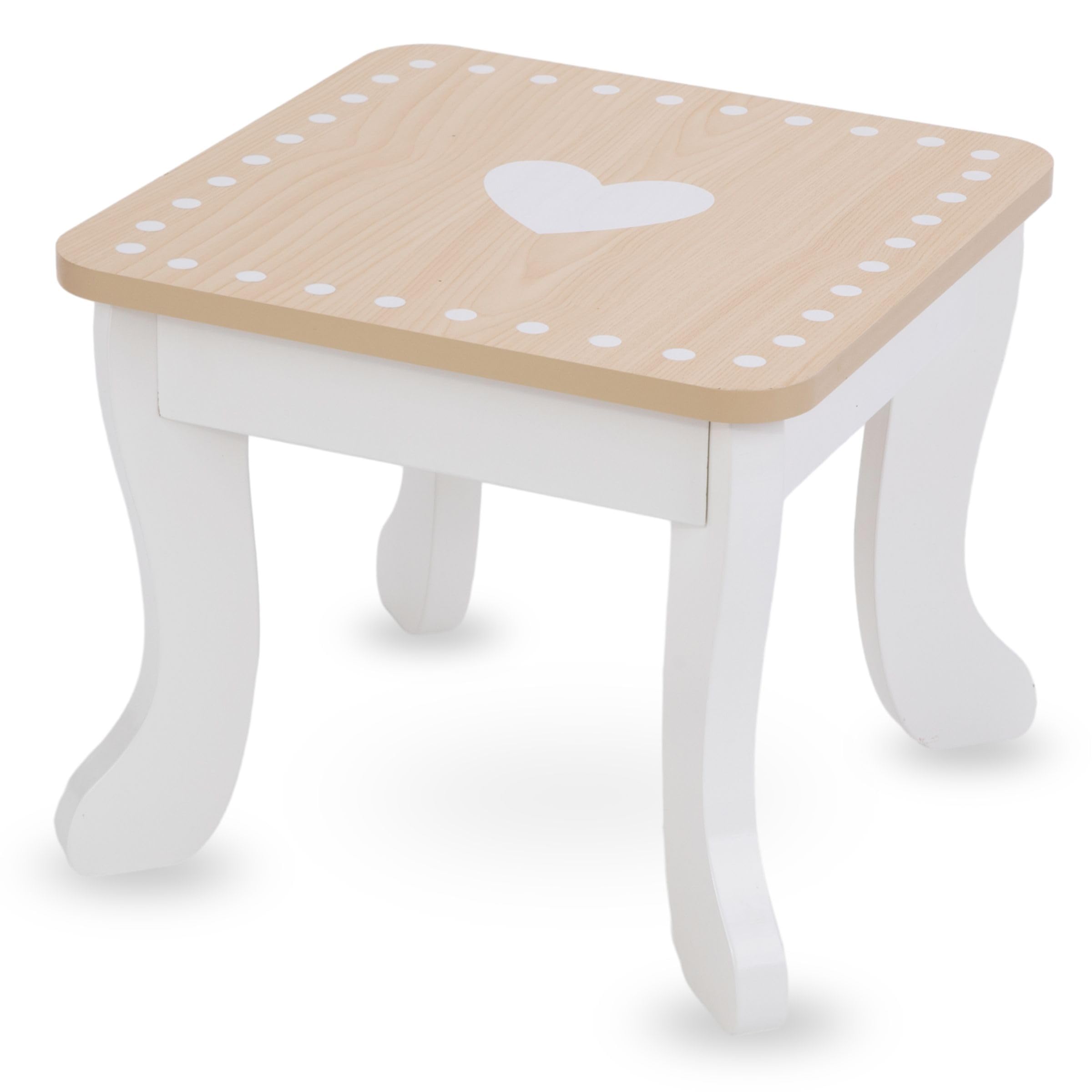 mamabrum Makeup Dreeser - Maquillaje de Madera Dresser para Niñas - Vanidad,Perfume, Esmalte de uñas, Cepillo, Lazos para el Pelo y Mesa de Maquillaje Estación de Maquillaje Niña Pequeña