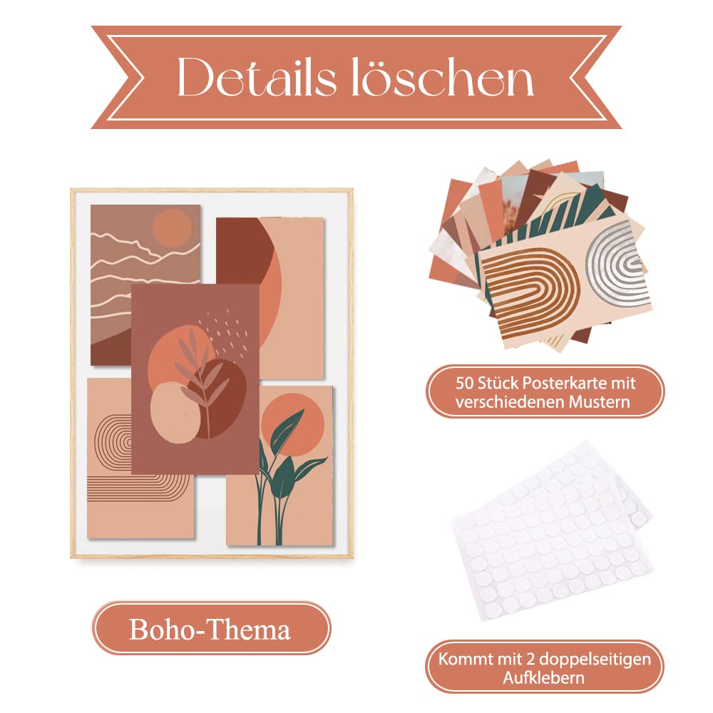 Set di 50 immagini estetiche, arte artistica da parete, motivo geometrico astratto, 10x15 cm, decorazioni moderne per soggiorno, foto, poster per camera da letto, camera da letto e ragazze