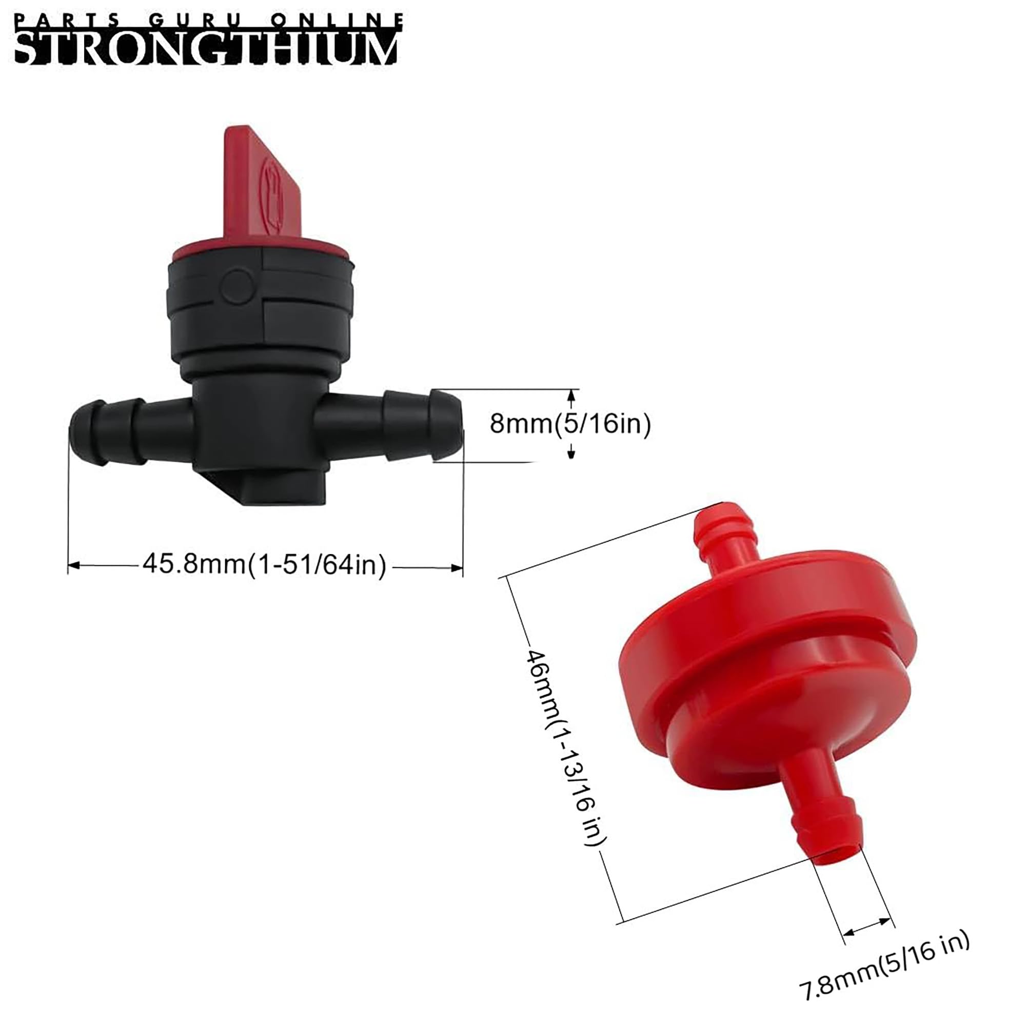 STRONGTHIUM Kit de manguera de combustible de 1/4 para Briggs and Stratton MTD Craftsman Troy Bilt Cub Cadet con 1/4 abrazaderas de gas válvula y filtros