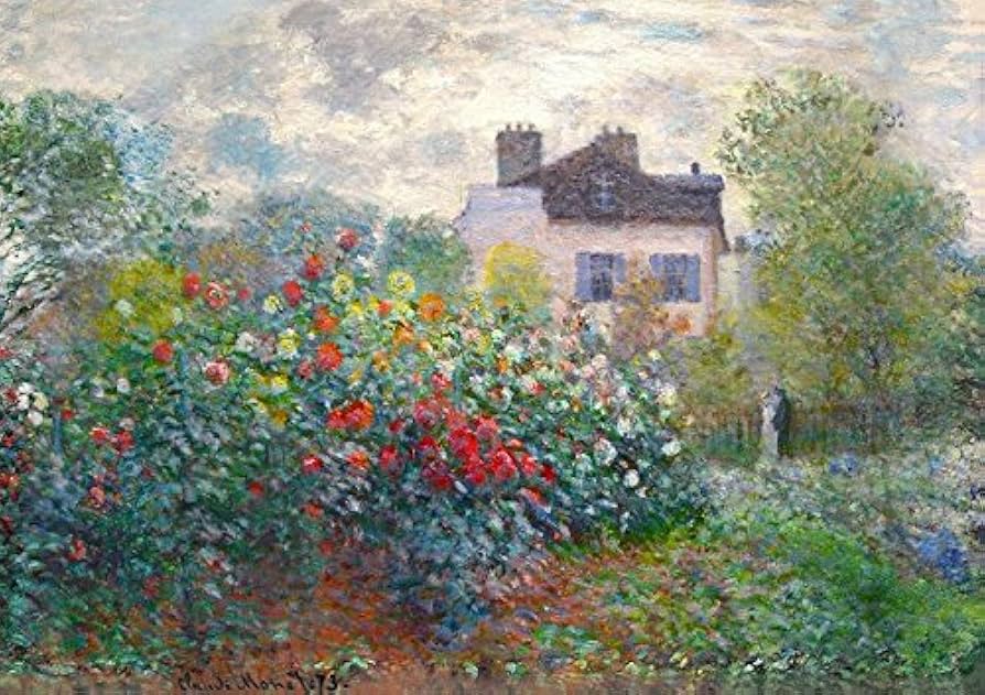 Amazon.co.jp: 世界の名画 モネ ダリアの咲く庭 ジークレー技法 高級