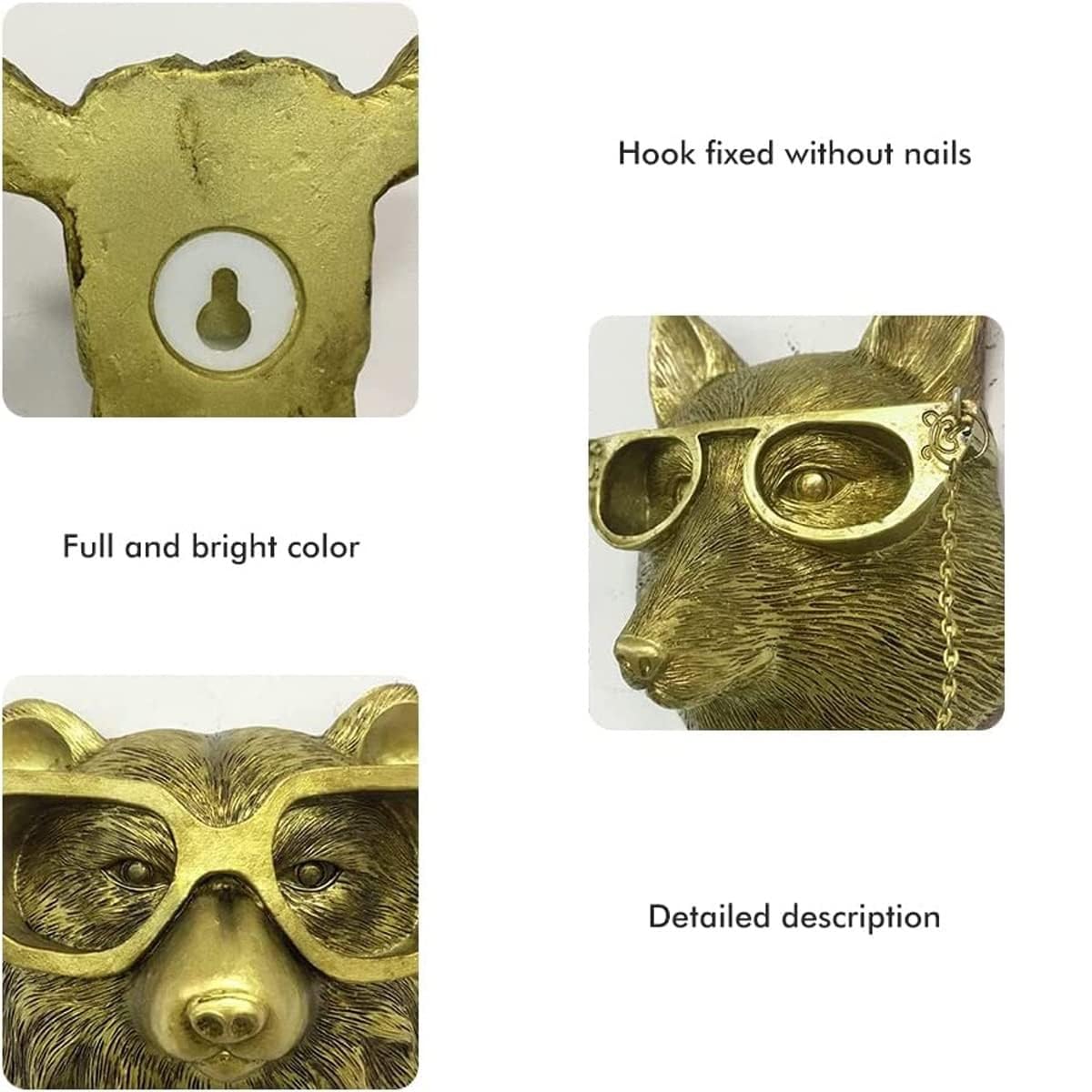 Decorazione da parete con testa di animale, decorazione da parete con testa di cervo, decorazione da parete con testa di cervo/coniglio/topo/orso/volpe in resina di rame antico, decorazione da parete