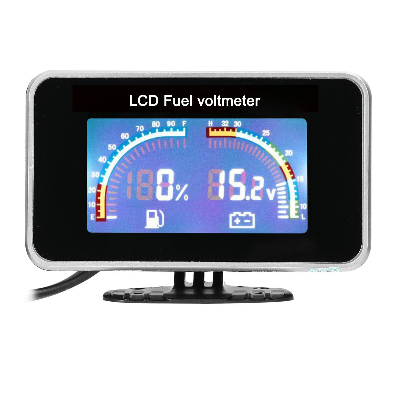 Jauge De Carburant Numérique LCD 2 En Pour Voiture Voltmètre Instrument Universel Affichage Clair -Secousse Réglage Rapide Auto-Apprentissage À 36 V