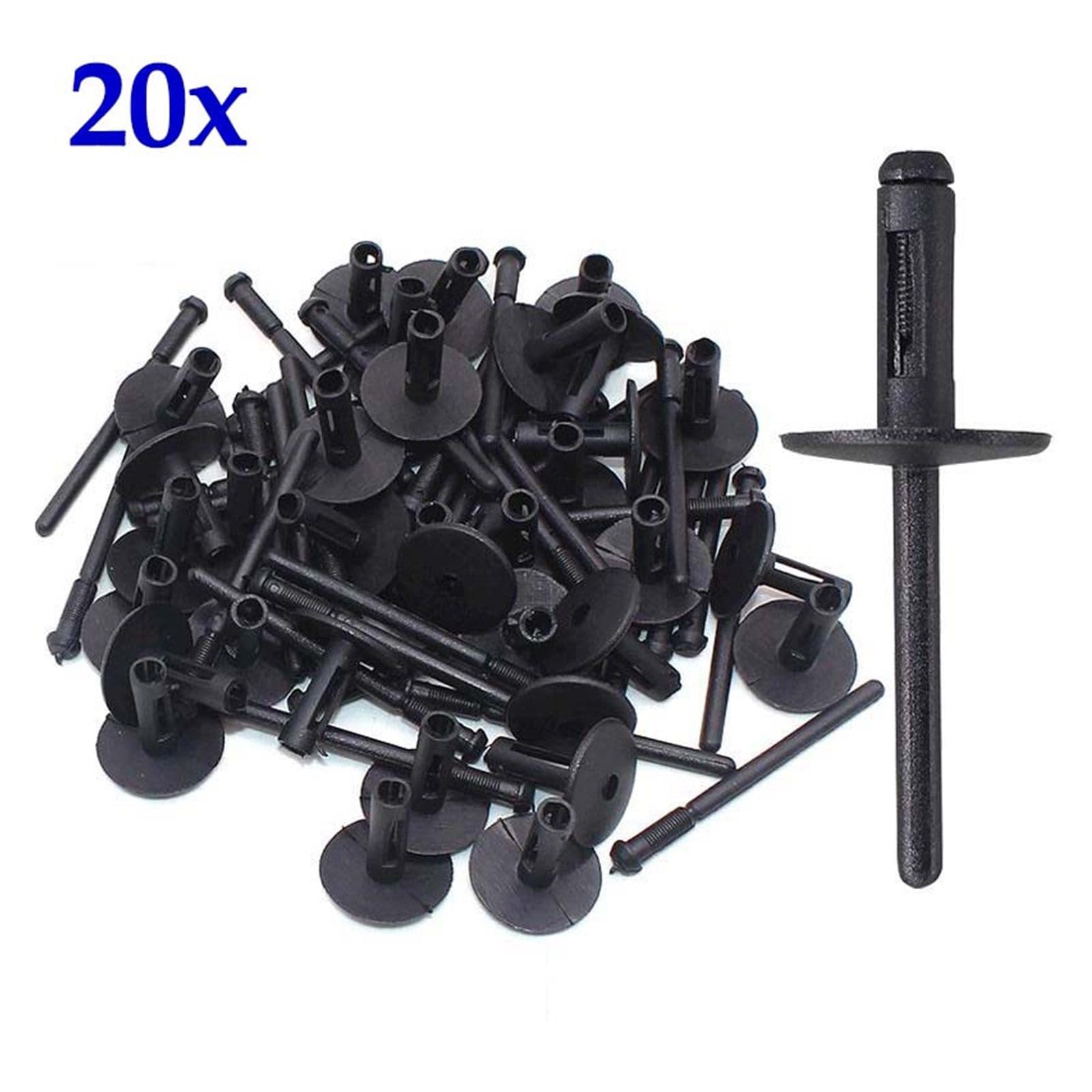 20x 5mm Black Rubber Trim Clips - Universal Retainer Clips For Auto Interior - 13A