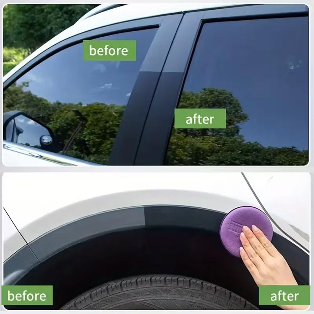 Premium Tire Coating & Trim Restorer, Tire Coating Paste, Long-Lasting Ceramic Coating & UV Protection, Bring Back the Original Deep Black Shine to Rubber and Plastic (3pcs)