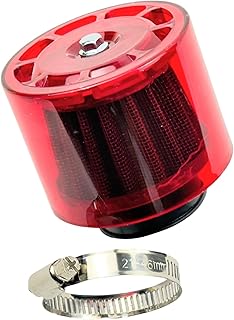 HTharros パワーフィルター エアクリーナー 35φ カバー付き 全天候型 バイク用 汎用 ヤマハ スズキ カワサキ ホンダ 対応 レッド