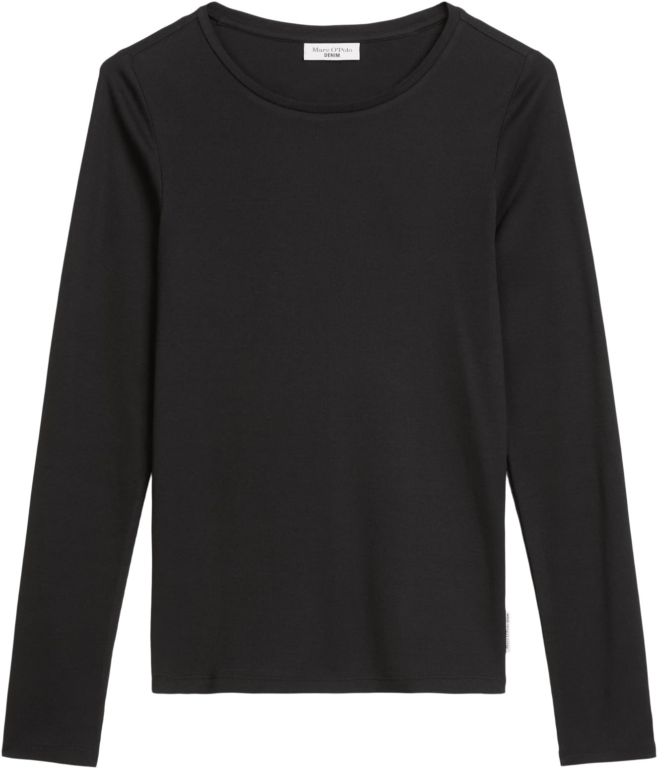 Marc OߴPolo Denim Damen Langarmshirt aus Bio-Baumwolle mit Stretch-Anteil, Schwarz (Black), L