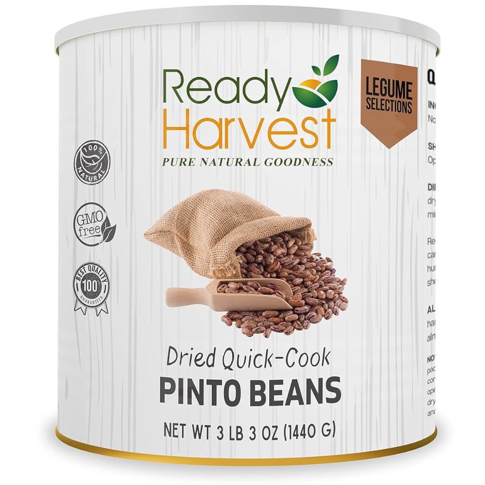 Dehydrated Whole Foods for Emergency Food Storage, Camping Supplies, and Survival Kits | Sealed Fresh in #10 Can | 25 Year Shelf Life | 1 Can | Pinto Beans