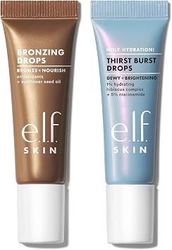 e.l.f. The Hottest Drops Duo, Holy Hydration Thirst Burst & Bronzing Drops, For Dewy, Glowy & Sun-Kissed Finish, With Hyaluronic Acid & 5% Niacinamide, Vegan & Cruelty-Free, Travel-Size