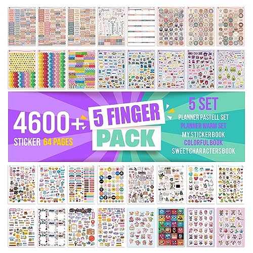 Colortouch Lot de 4600 autocollants - 64 feuilles pour album photo, calendrier, organiseur, agenda, journal, planificateur mensuel, carnet de notes