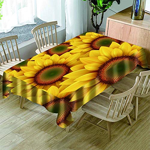 Waterproof Tablecloth Yellow Sunflower Rectangular Tablecloth Dining Picnic Party Table Cover Kitchen Decor Gifts 140x220cm