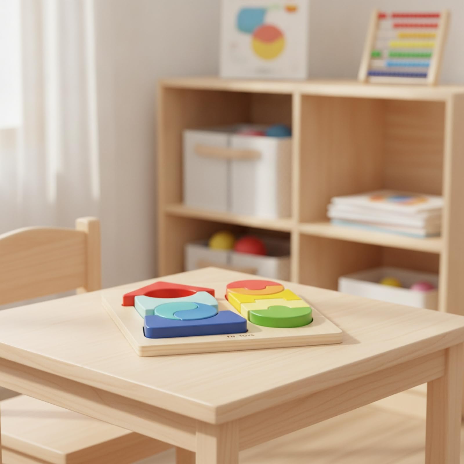 TISHITA Puzzle Enfant Bois Formes Couleurs Géométrique Jouet Éducatif Motricité Fine Développement Cognitif Apprentissage Ludique Activité Manuelle Salon