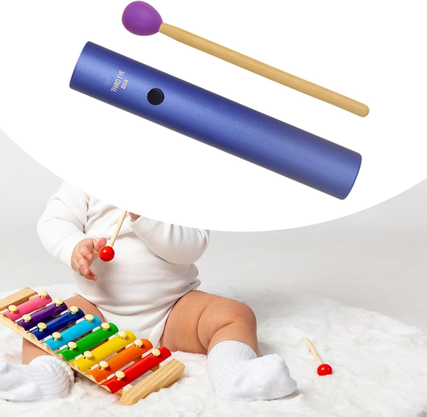 Aluminum Alloy Wah Tube Guiro Shaker Sand Cylinder Portable Music Instrument Tone- Indigo