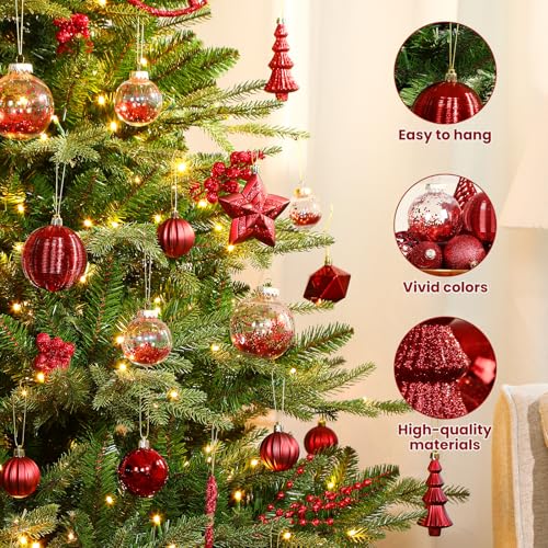Bolas de Navidad SHareconn de plástico irrompible doradas para árbol set de 100 piezas 8