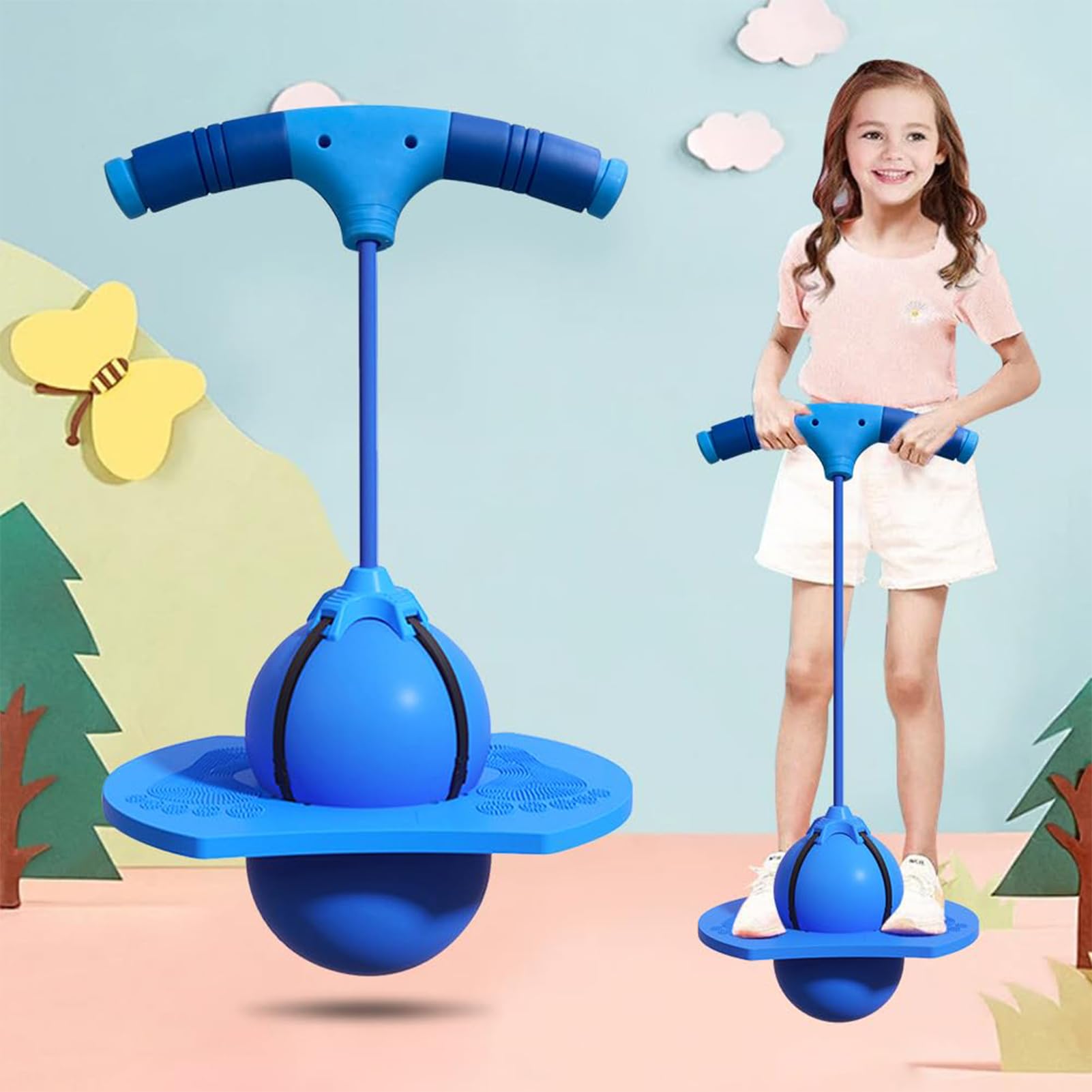 Pelotas saltarinas para niños, Pelota de Equilibrio Tabla de Rebote con Bomba & Mango, Pelota de Equilibrio saltarín, para niñas niños y Adultos Ejercicio de Salto y equilibrios