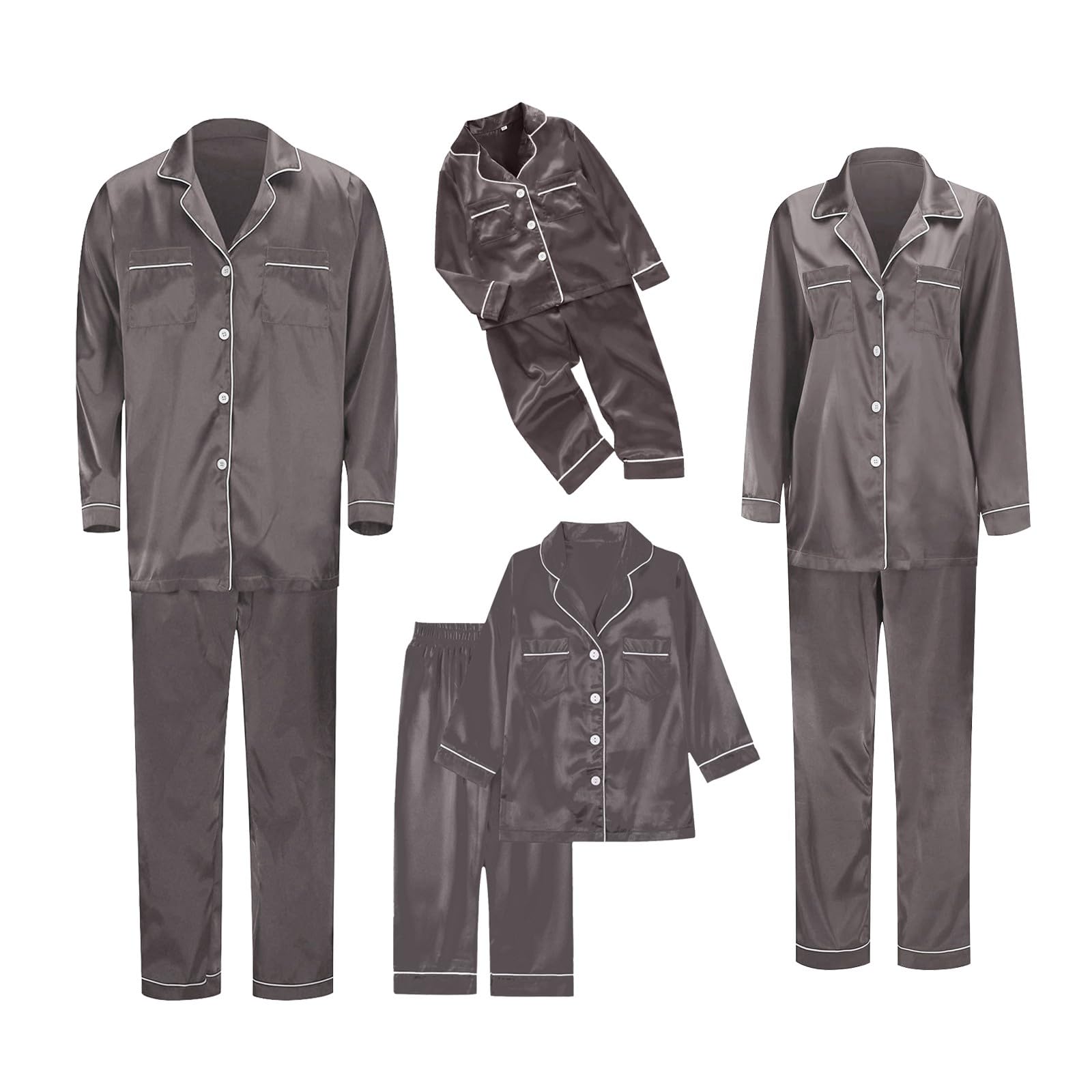 Silk Stain Family Pajamas Matching Sets 2025 Button Down Shirt and Pants Silky Xmas Pjs Jammies for Family Pictures