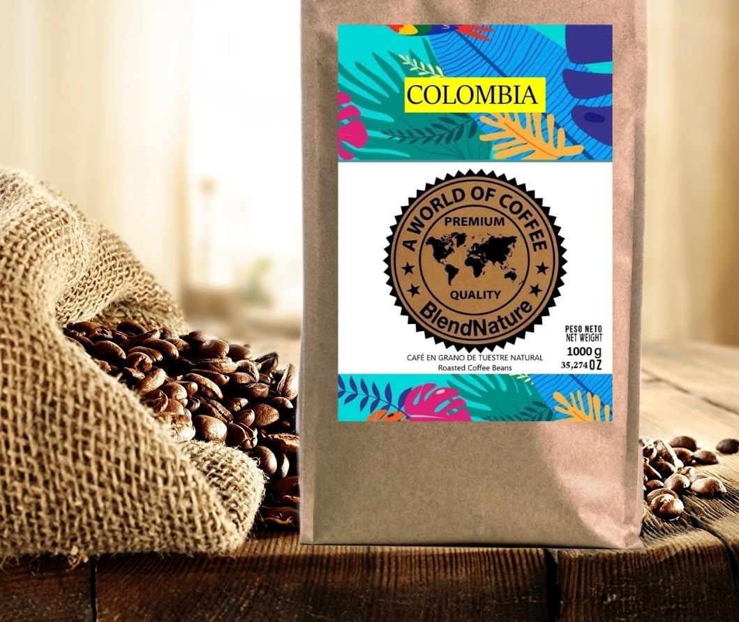 Café en Grano 1kg Natural Colombia 100% Arabica-Calificación 82 puntos por la Specialty Coffee Association (SCA) por su sabor aroma y excelencia-Origen exclusivo Colombia