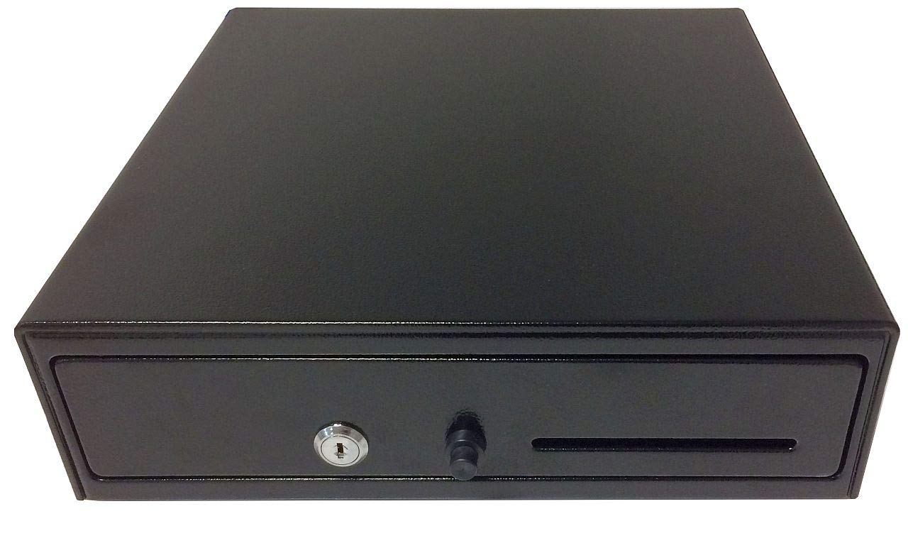 ACROPAQ Cassetto cassa - Apertura manuale a spinta, Cassetto per contanti 33 x 33 cm, Anche sotto l'armadio - Registratore di cassa, Cassa portasoldi - Nero