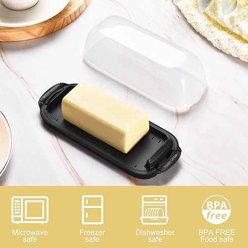 Miniatura 6 de AONCO Mantequillera, recipiente para mantequilla con tapa transparente para encimera, mantequillera irrompible para decoración de cocina del hogar,