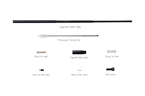 Miniatura 5 de Soporte largo para cigarrillos para mujer, extensible y funcional como filtros de cigarrillos con piedra de filtro natural, desmontable para