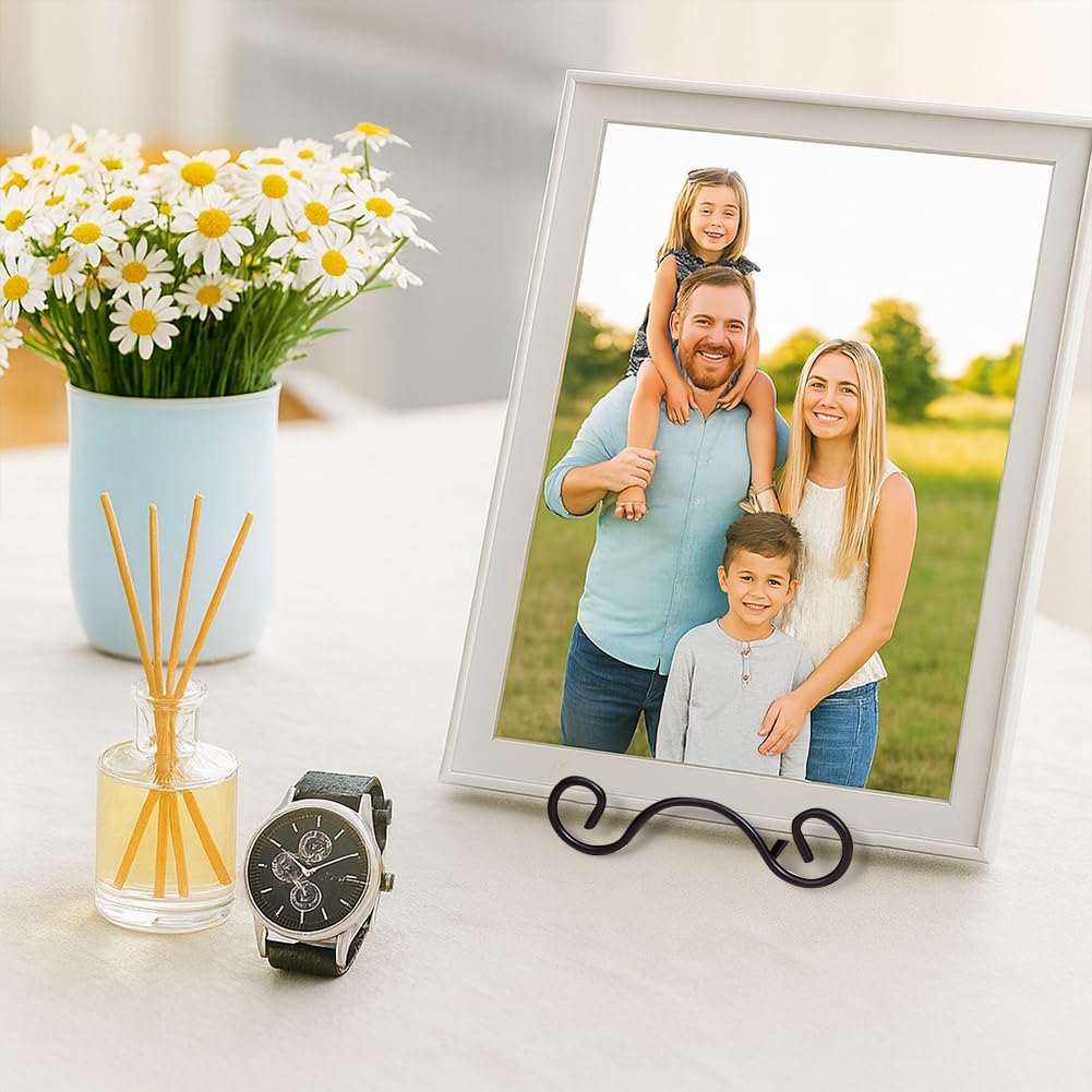 NBEADS 2 Supporto per Piatto Fondo In Ferro Battuto con 2 stili, Cavalletto Espositivo A Forma di Pergamena In Metallo Supporto Decorativo per Piatti e Quadri In Metallo, Nero