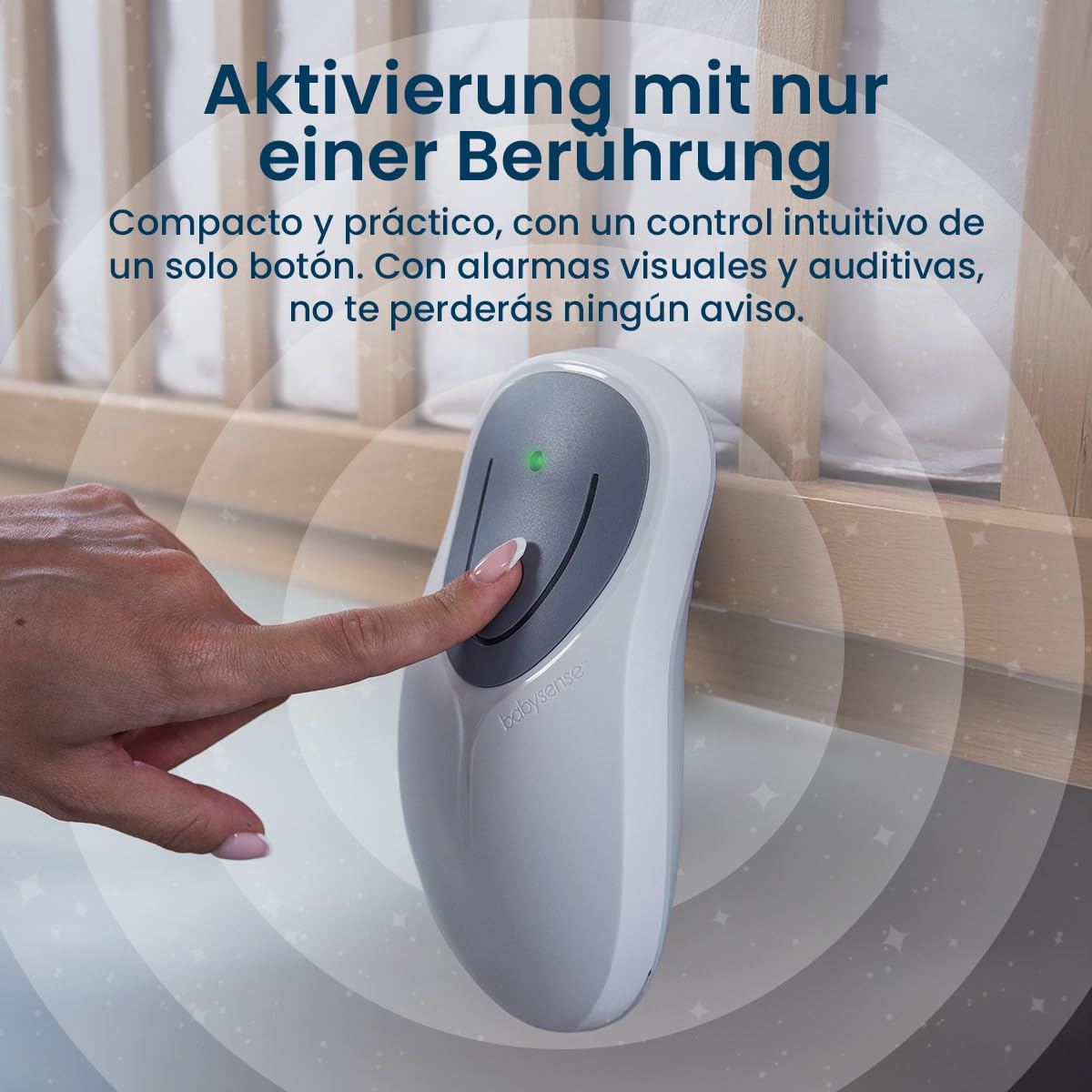 Babysense 8 – Baby-Bewegungsmonitor mit Echtzeit-Warnungen, zwei Sensormatten zur vollständigen Abdeckung des Bettbereichs, für den Heimgebrauch